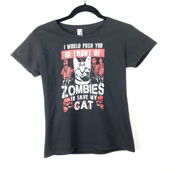 Tops - Push You In Front of Zombies to Save My Cat Tee